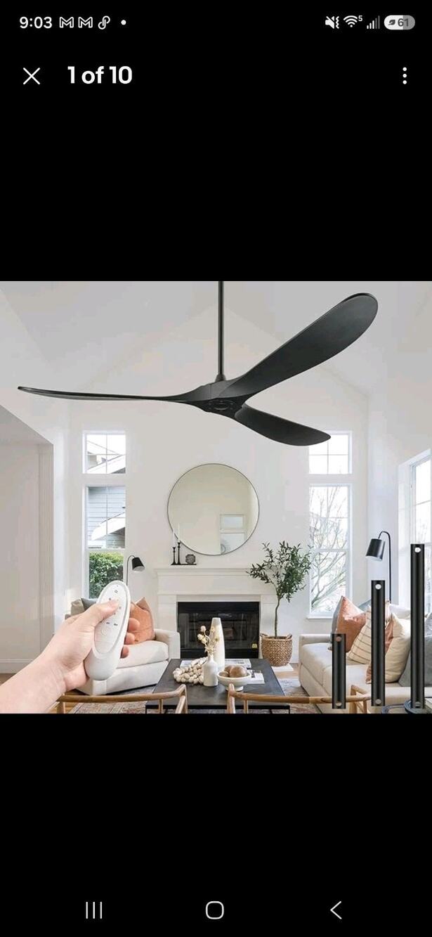 Eliora 7406 Series 52" Modern Black Ceiling Fan with Remote Open Box
